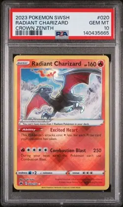 RADIANT CHARIZARD 2023 POKEMON CROWN ZENITH ULTRA RARE 020/159 PSA 10 - Image 1