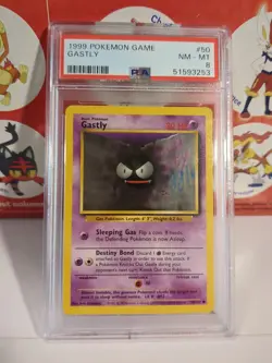 1999 POKEMON GAME BASE SET 50/102 GASTLY PSA 8 Nm-Mt - Image 1