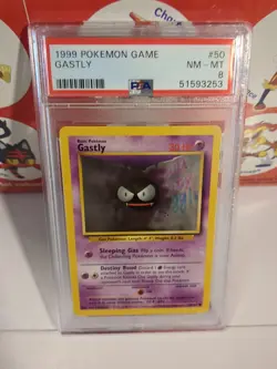 1999 POKEMON GAME BASE SET 50/102 GASTLY PSA 8 Nm-Mt - Image 2