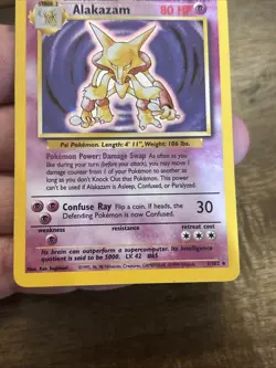 Pokemon TCG Alakazam Base Set Holo Card 1/102 Unlimited Holo Rare Vintage Foil - Image 5