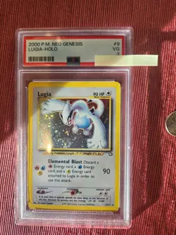Lugia Holo 2000 P.M. Neo Genesis Card PSA 3 EXCELLENT #9/111 Swirl Behind Hand - Image 1