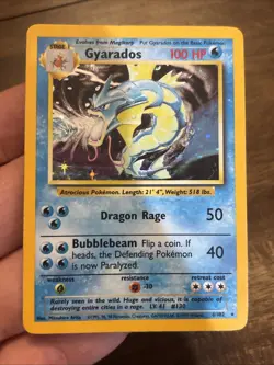 Pokemon TCG Gyarados 6/102 Base Set Unlimited Holo Vintage Olds School Foil Card - Image 1