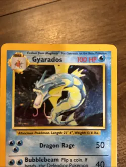 Pokemon TCG Gyarados 6/102 Base Set Unlimited Holo Vintage Olds School Foil Card - Image 2