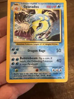 Pokemon TCG Gyarados 6/102 Base Set Unlimited Holo Vintage Olds School Foil Card - Image 3