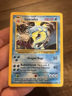 Pokemon TCG Gyarados 6/102 Base Set Unlimited Holo Vintage Olds School Foil Card - Image 4