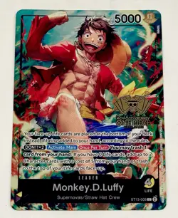One Piece Monkey D. Luffy 2nd Anniversary WINNER (2x)Cards Gold Foil English 003 - Image 5