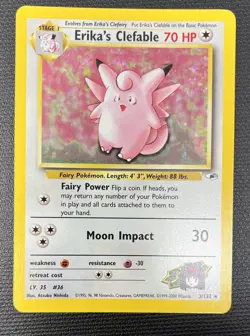 Erika’s Clefable 3/132 Gym Heroes Holo Rare 2000 Pokemon Card NM - Image 1
