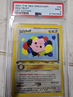 Pokemon TCG Igglybuff Neo Discovery Card 40/75 1st Edition PSA 9 - Image 1
