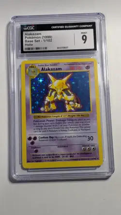 Pokemon Alakazam Base Set Shadowless Card 1/102 CGC 9 - Image 1