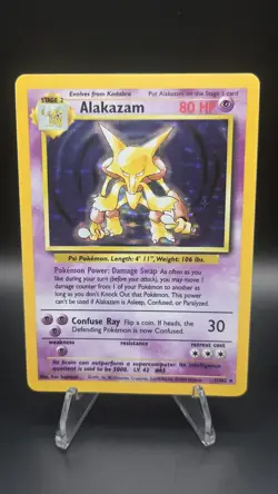 Base Set Alakazam 1/102 - Light Play - Vintage WoTC Holo Pokemon Card - Image 1