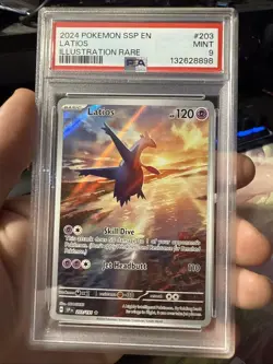 Pokemon Latios TCG Illustration Rare Card 203/191 SV08 Surging Sparks PSA 9 - Image 2
