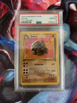 PSA 10 1st Edition Golem Fossil - (36/62) GEM MINT 1999 Pokemon English - Image 1