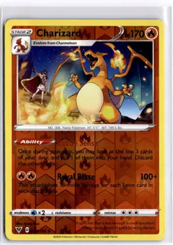 Charizard 025/185 Reverse Holo Pokemon SWSH04: Vivid Voltage NM - Image 1