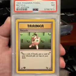 1999 Pokemon Recycle 61 1st edition Fossil Regular PSA 7 - Image 1
