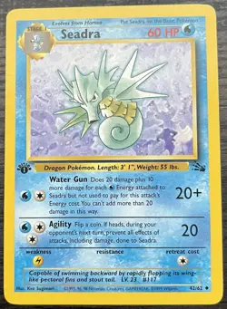 1st Edition Seadra 42/62 Pokemon TCG WOTC Base Set Fossil Uncommon MINT NM - Image 1