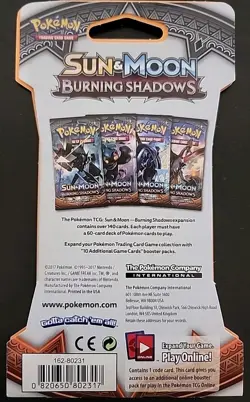 Pokemon TCG Sleeved Sun & Moon Burning Shadows Booster Pack (Factory Sealed) 820650802317 - Image 2