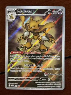 Pokemon Mega Evolutions Alakazam 009 Pokemon Center Promo Stamped - Image 1