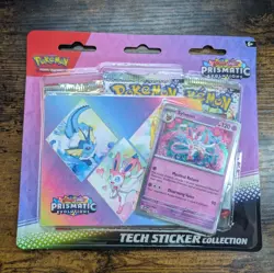Pokemon TCG Prismatic Evolutions Tech Sticker Collection (small tear) - Image 1