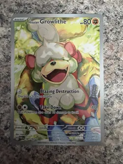 Pokemon TCG Hisuian Growlithe Twilight Masquerade Full Art Holo Card 181/167 - Image 1