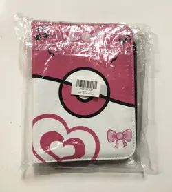TCGAMES Pokemon Card Binder Pink And White Includes 4-Pocket Pages - Image 1