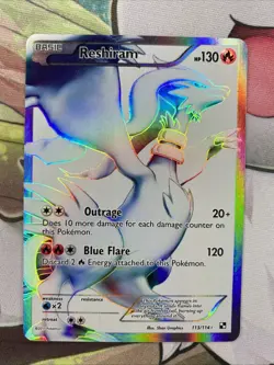 Pokemon TCG Reshiram Black and White Holo Card 113/114 2011 Full Art Rare NM - Image 1