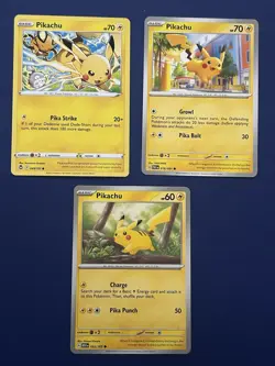 Pokemon TCG Pikachu Collection of 3 Cards NM Condition Free Shipping - Image 1