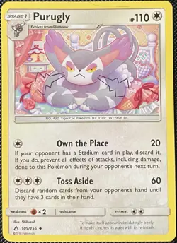 Purugly 109/156 Sm-Ultra Prism Regular - Pokemon Card - Image 1