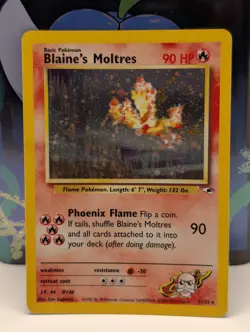 Pokemon TCG Blaine's Moltres Gym Heroes 1/132 WotC Vintage 2000 Holo Rare - LP - Image 1
