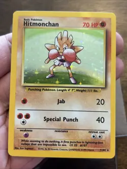 Pokemon TCG Hitmonchan Base Set 7/102 Holo Unlimited Holo Rare - Image 1
