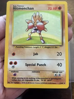 Pokemon TCG Hitmonchan Base Set 7/102 Holo Unlimited Holo Rare - Image 3