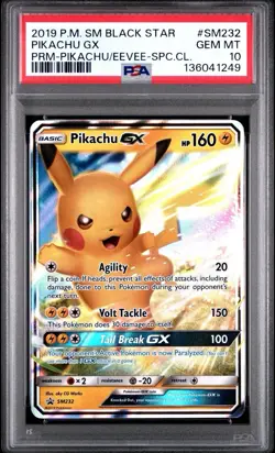 2019 POKEMON SM BLACK STAR PROMO #SM232 PIKACHU GX PSA 10 - Image 1