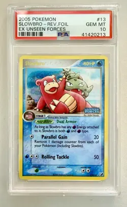 2005 POKEMON EX UNSEEN FORCES #13 SLOWBRO-REVERSE FOIL PSA 10 POP 33! - Image 1