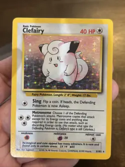 Pokemon TCG Clefairy Base Set 5/102 Holo Unlimited Holo Rare vintage old school - Image 1
