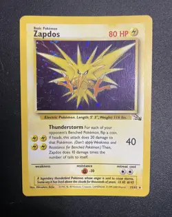 Zapdos | 15/62 | Fossil | 1999-2000 Thunderstorm Holo | Pokemon Card | NM - Image 1
