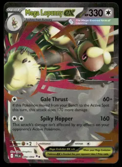 Pokemon Cards Mega Lopunny ex 084/094 Phantasmal Flames Double Rare NM - Image 1