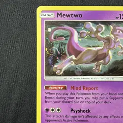 Mewtwo Holo SM214 Sun & Moon Promo Pokemon Card HD Swirl - Image 2