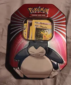 2021 Pokemon Mighty Mysterious Tin! Snorlax With 125 Pokemon Card Lot Pikachu - Image 1