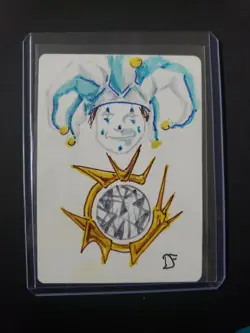 MTG Mox Diamond Sketch Dan Frazier Altered Art Magic Artist Proof SIGNED Jester. - Image 1