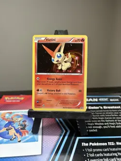 VICTINI XY189 Cosmos Holofoil Promo Mythical Collection Pokemon Card LP HD Swirl - Image 1