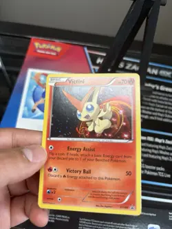 VICTINI XY189 Cosmos Holofoil Promo Mythical Collection Pokemon Card LP HD Swirl - Image 2