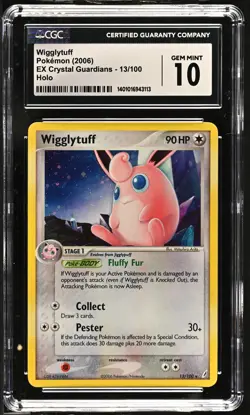 CGC 10 GEM MINT Wigglytuff 13/100 EX Crystal Guardians Holo Pokemon Card - Image 1