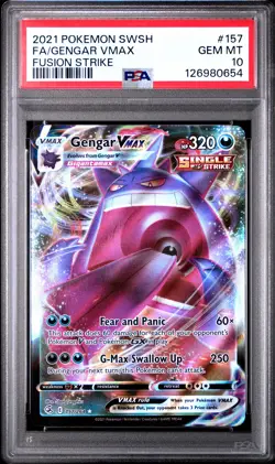 2021 POKEMON SWORD & SHIELD FUSION STRIKE #157 FULL ART/GENGAR VMAX PSA 10 - Image 1