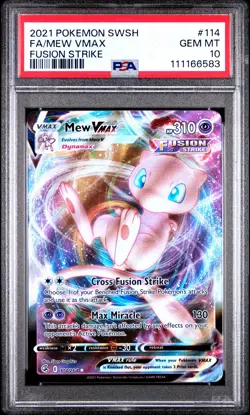 2021 POKEMON SWORD & SHIELD FUSION STRIKE #114 FULL ART/MEW VMAX PSA 10 - Image 1