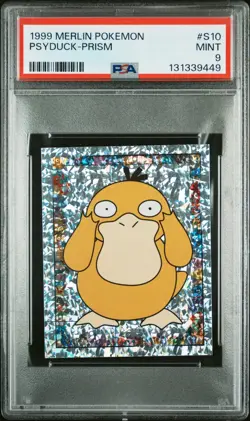 PSA 9 MINT 1999 MERLIN POKEMON #S10 PSYDUCK-PRISM - Image 3