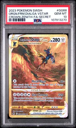 Pokemon Dialga VSTAR (Secret) GG68/GG70 Crown Zenith: Galarian Gallery PSA 10 - Image 1