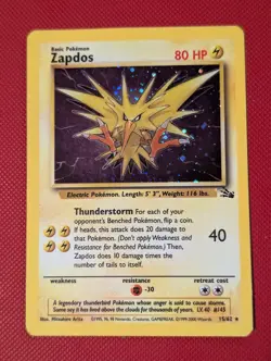Pokemon TCG - Zapdos - 15/62 Holo - Fossil LP - Image 1