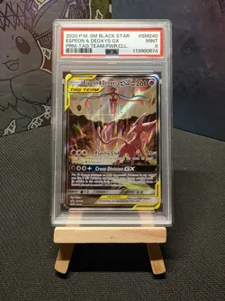 Espeon & Deoxys GX Tag Team SM240 Holo Pokemon TCG PSA 9 - Image 1