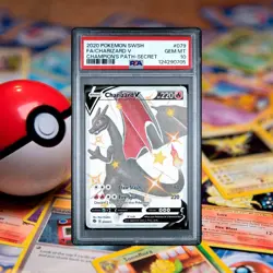 2020 POKEMON SWORD & SHIELD CHAMP'S PATH SECRET #079 FULL ART/CHARIZARD V PSA 10 - Image 1