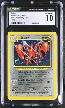 CGC 10 GEM MINT Scizor 2001 Neo Discovery 10/75 Holo Pokemon Card - Image 1