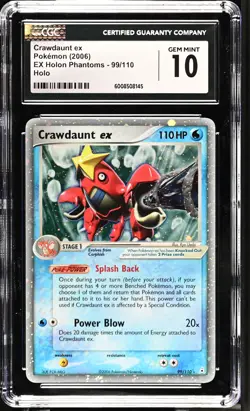 CGC 10 GEM MINT Crawdaunt ex 2006 EX Holon Phantoms 99/110 Holo Pokemon Card - Image 1